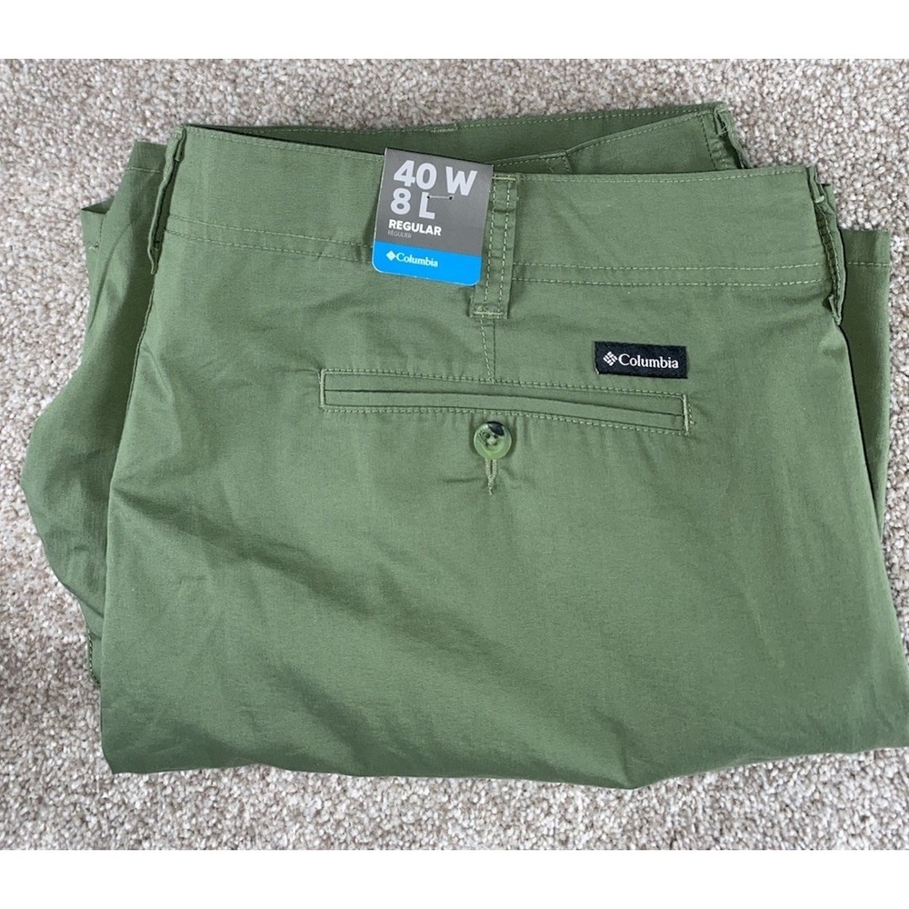 Columbia PFG Hiking Weekend Shorts Mens 40W Cotton 8" Fishing Outdoor Green